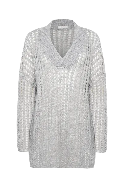 Оверсайз свитер с V-образным вырезом Silver Filigree