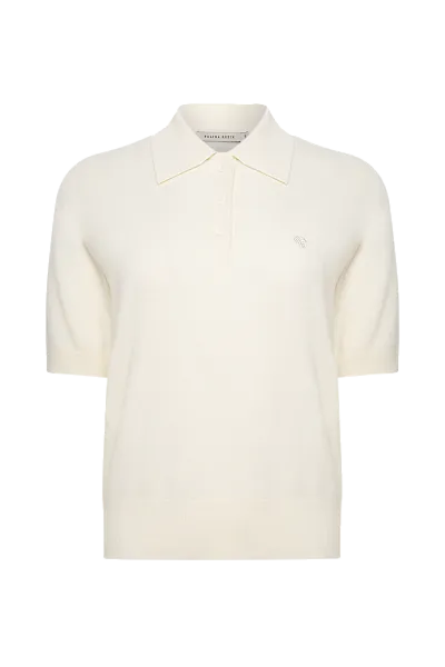 Поло с коротким рукавом из кашемира и шерсти Cloud Dancer