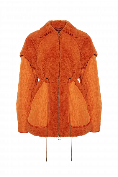 Куртка из искусственного меха с отстегивающимся рукавом Persimmon Orange