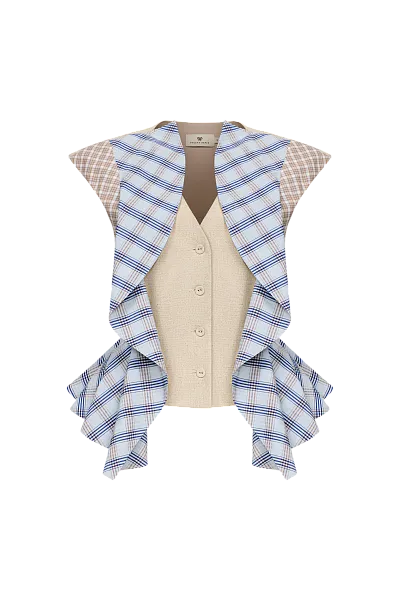 Жилетка с воланом изо льна и хлопка