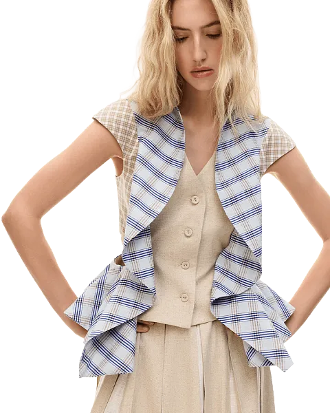 Жилетка с воланом изо льна и хлопка