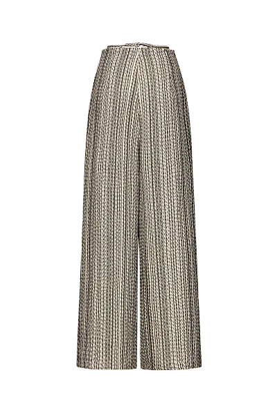 Брюки с пояском на талии из фактурного льна