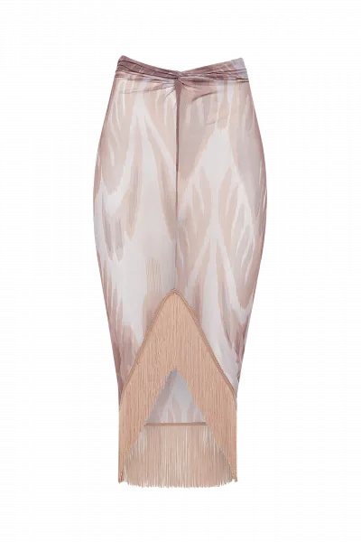 Юбка из сетки с бахромой Oyster white