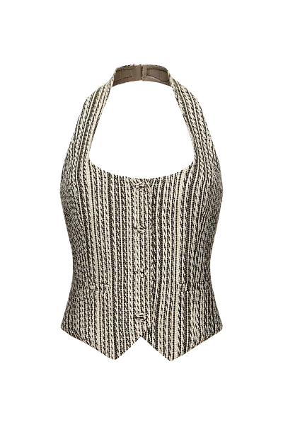 Жилет из фактурного льна с открытой спиной