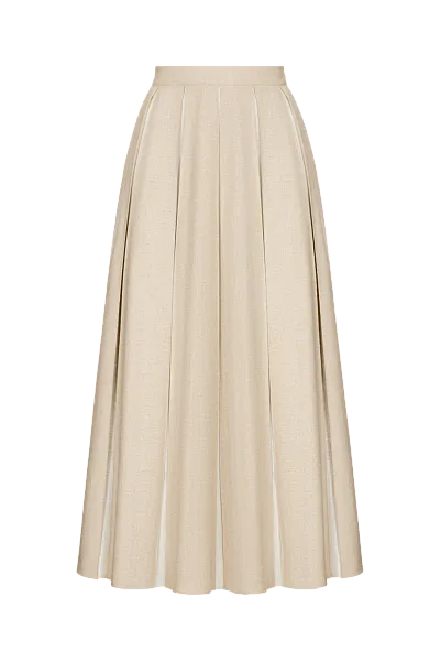 Льняная юбка миди в складку, цвет молочный