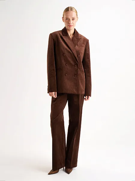 Двубортный пиджак из вельвета