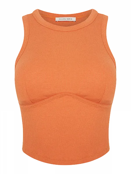 Укороченный топ с рельефом под грудью Persimmon Orange