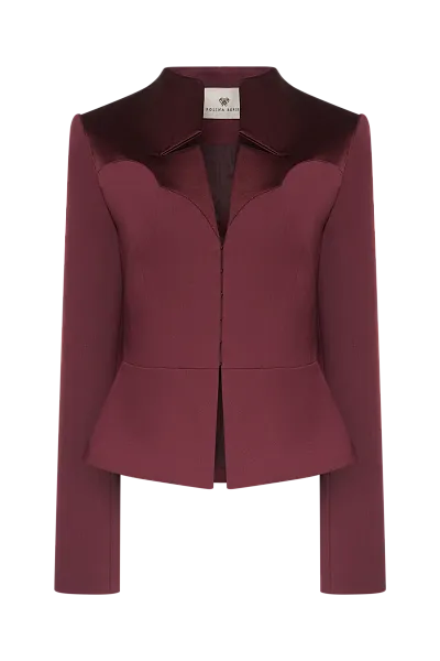 Приталенный жакет с фигурной кокеткой из атласа Ruby Wine