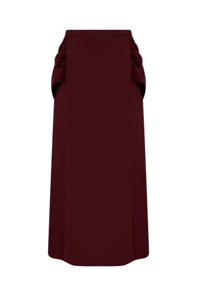 Юбка с фигурной драпировкой из бордо шерсти Burgundy