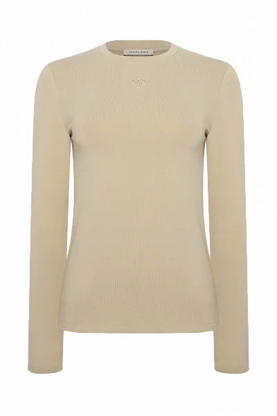 Лонгслив с вышивкой на груди Gray Green