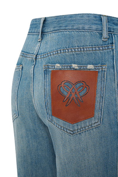 Джинсы с кожаной нашивкой на кармане Jeans Blue