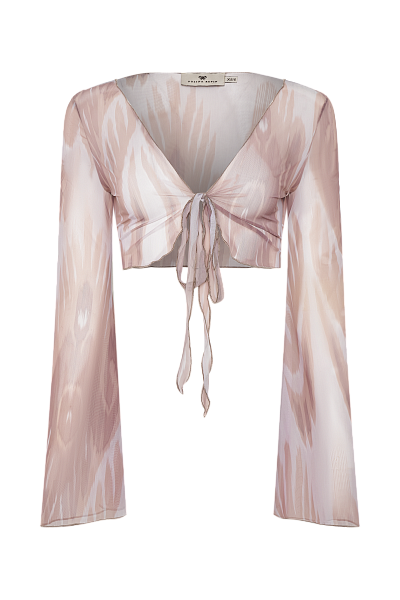 Болеро из сетки с принтом Oyster White