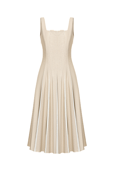 Льняное платье миди со складками