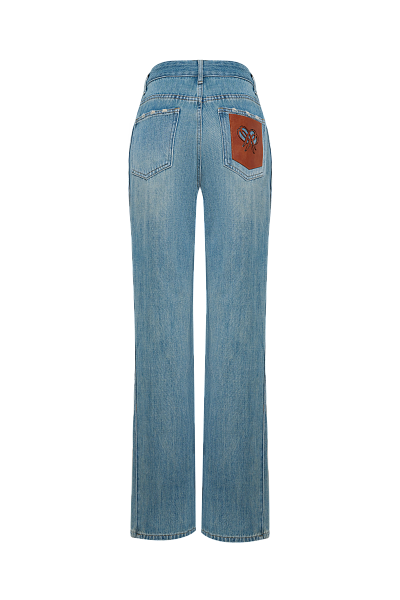 Джинсы с кожаной нашивкой на кармане Jeans Blue