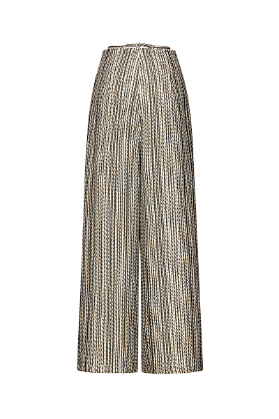 Брюки с пояском на талии из фактурного льна