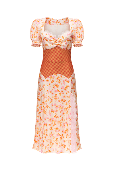 Платье с рукавом-фонариком и баской