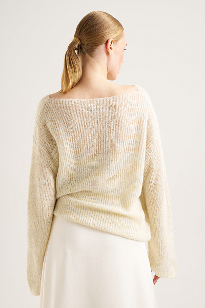 Свитер с вырезом лодочкой Oyster White