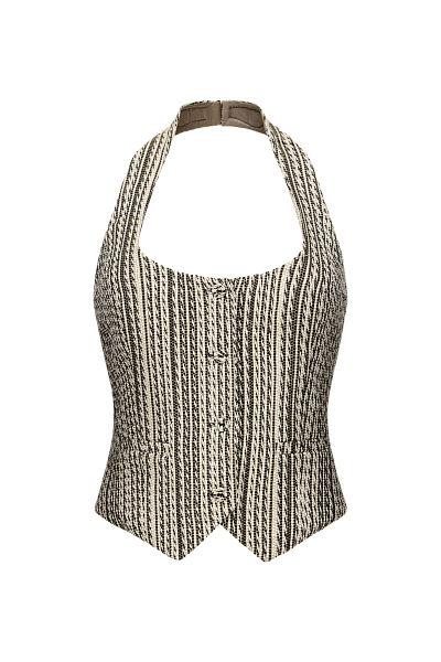 Жилет из фактурного льна с открытой спиной