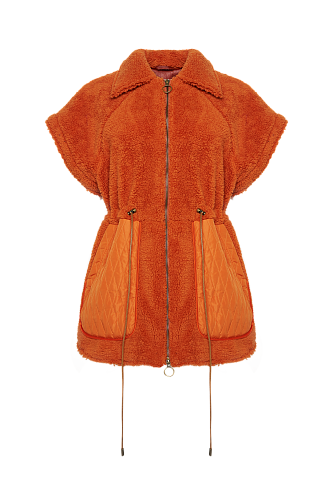 Куртка из искусственного меха с отстегивающимся рукавом Persimmon Orange