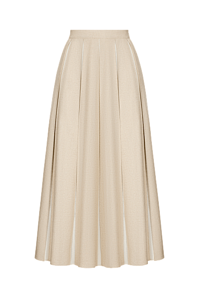 Льняная юбка миди в складку, цвет молочный