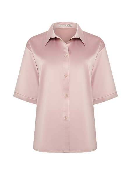 Рубашка поло оверсайз из искусственного шелка Rose Cloud