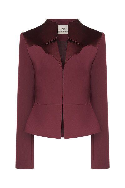 Приталенный жакет с фигурной кокеткой из атласа Ruby Wine