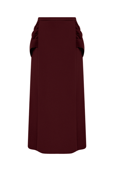 Юбка с фигурной драпировкой из бордо шерсти Burgundy
